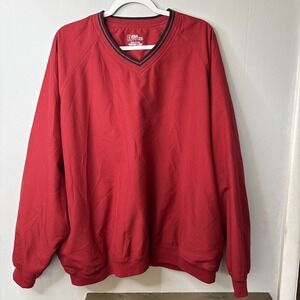 PGA TOUR Windshirt Windbreaker Jacket Mens XXL Red V-Neck Pullover Golf Mens
